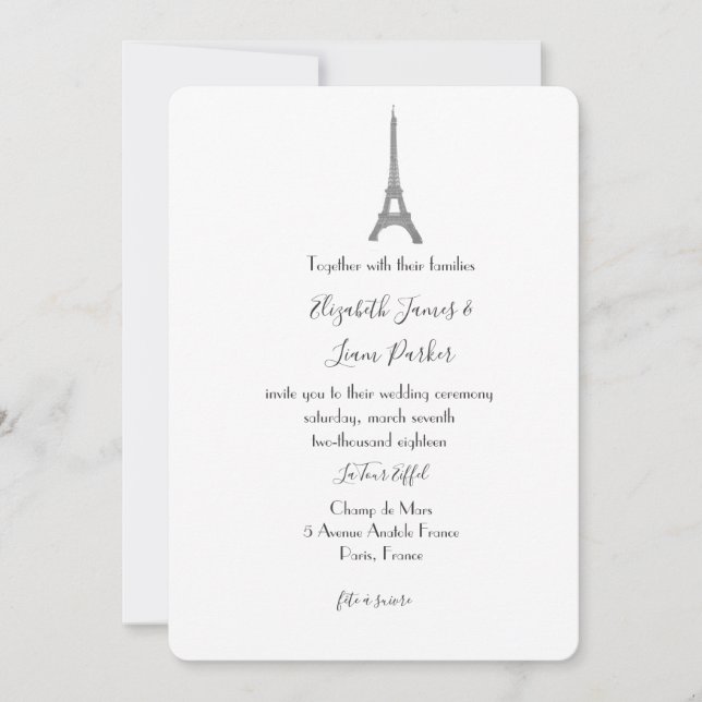 Convite do casamento de Paris (Frente)
