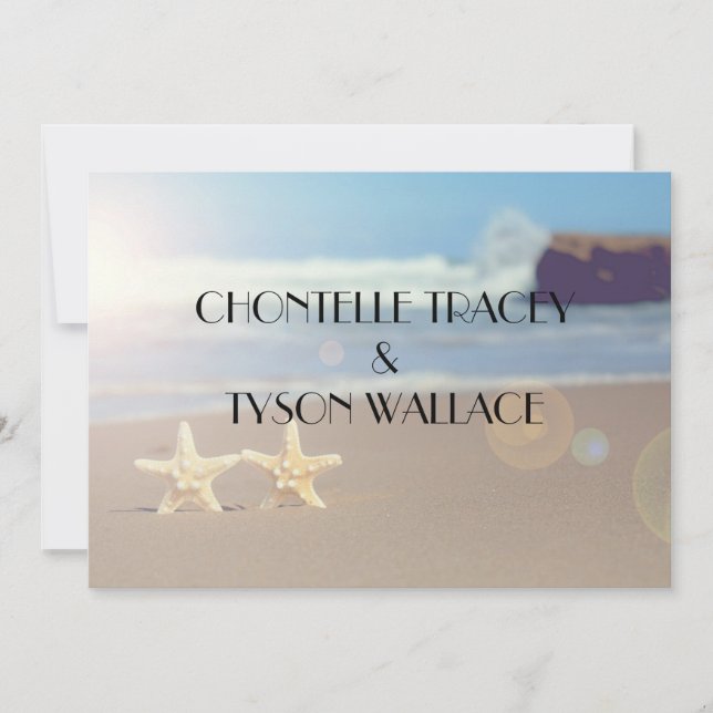 convite do casamento de praia da estrela do mar (Frente)