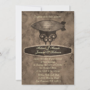 Convite do casamento de Steampunk do zepelim