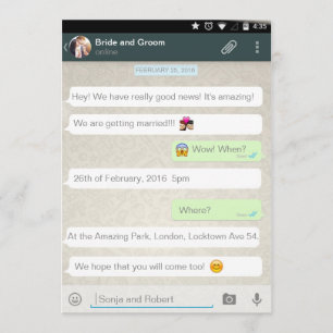 Convite do casamento do bate-papo do iPhone do