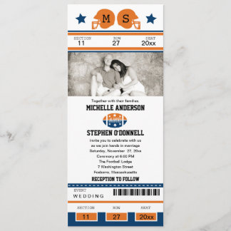 Convite do casamento do bilhete do futebol