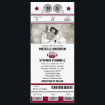 Convite do casamento do bilhete do futebol<br><div class="desc">Este é um design original pela rua de Bella do La. Convite original do casamento do bilhete do futebol ou para algum evento. Seus convidados amarão este convite temático do bilhete dos esportes. As cores estão em Borgonha e em cinzas. Adicione sua foto favorita. Se o esquema de cores não...</div>