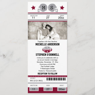 Convite do casamento do bilhete do futebol