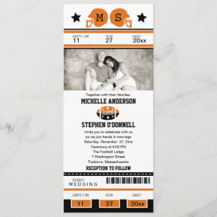 Convite do casamento do bilhete do futebol