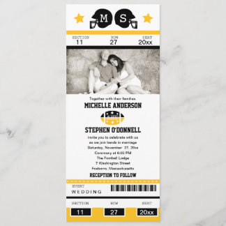 Convite do casamento do bilhete do futebol