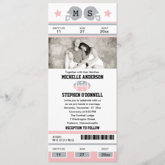 Convite do casamento do bilhete do futebol