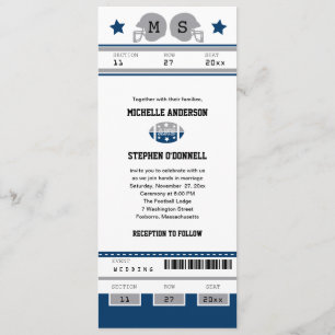 Convite do casamento do bilhete do futebol