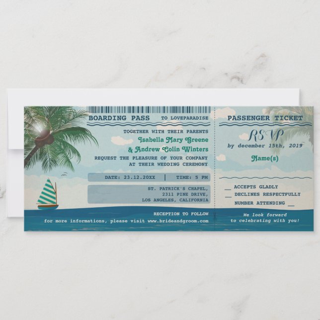 Convite do casamento do destino e RSVP (Frente)