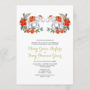 Convite do casamento do elefante indiano