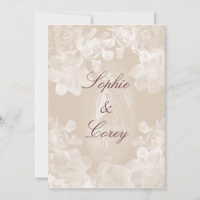 Convite do casamento do Gardenia do vintage (Frente)