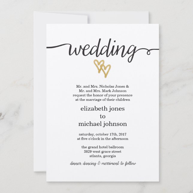 Convite do casamento do papel de embalagem dos (Frente)