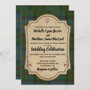 Convite do casamento do Tartan de MacLeod