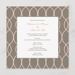 Convite do casamento - rosa e Brown do monograma
