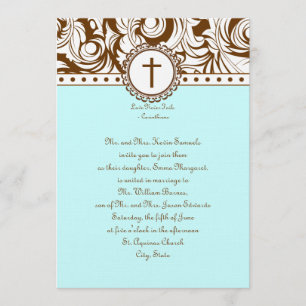 Convite do casamento vintage de Brown azul