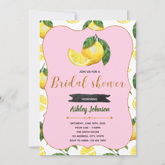 Convite do chá cor-de-rosa da limonada (Frente)
