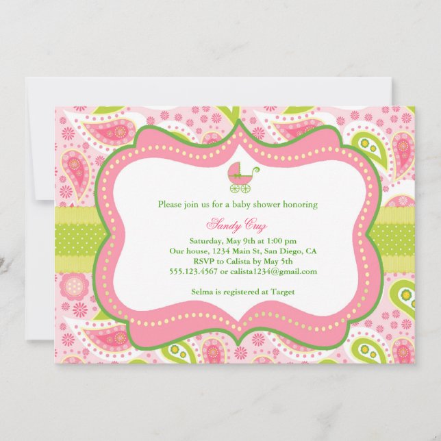 Convite do chá de fraldas (Frente)