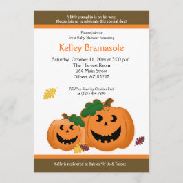 Convite do chá de fraldas 5x7 das abóboras da