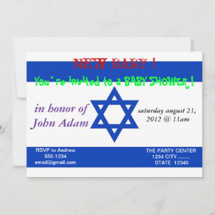 Convite do chá de fraldas com a bandeira de Israe