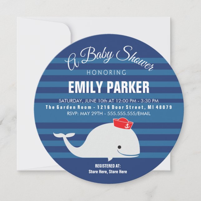 Convite do chá de fraldas da baleia | (Frente)