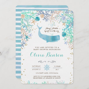 Convite do chá de fraldas da baleia