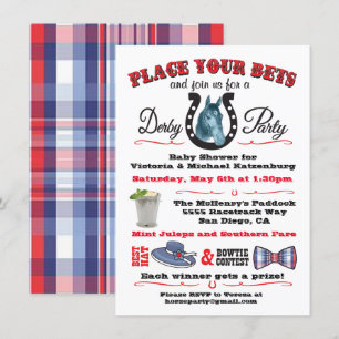 Convite do chá de fraldas da corrida de cavalos d