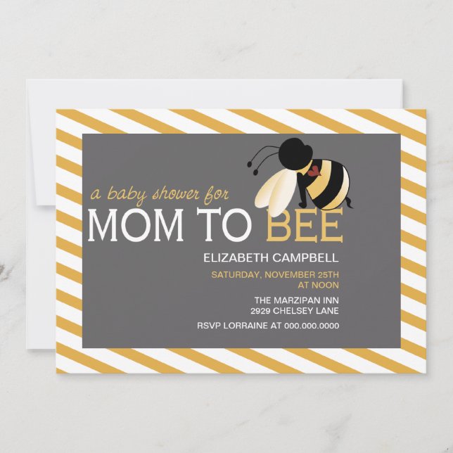 Convite do chá de fraldas da Mamã-à-ABELHA - favo (Frente)