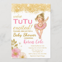 Convite do chá de fraldas da menina do tutu da