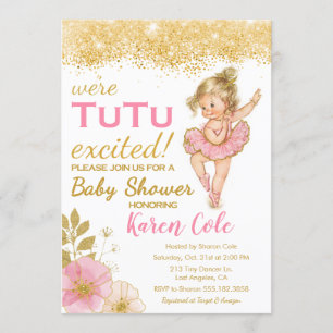 Convite do chá de fraldas da menina do tutu da