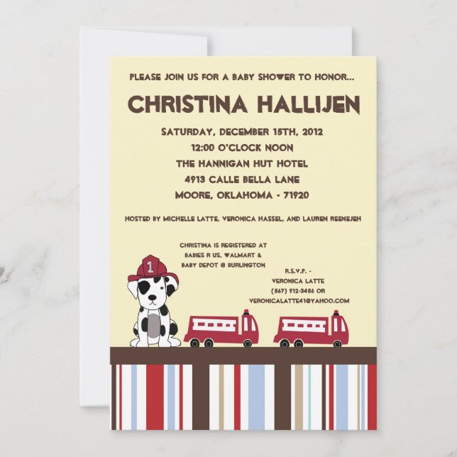 convite do chá de fraldas da viatura de incêndio (Frente)