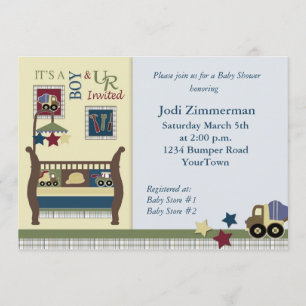 Convite do chá de fraldas da zona da construção