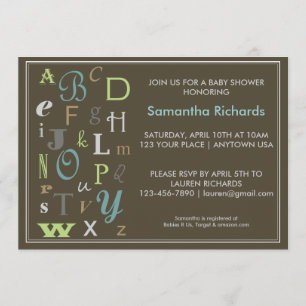 Convite do chá de fraldas de ABC