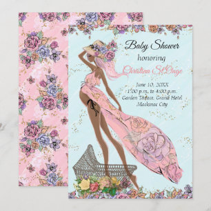 Convite do chá de fraldas do afro-americano