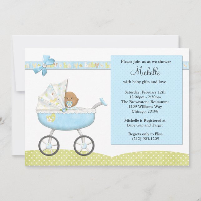 Convite do chá de fraldas do afro-americano (Frente)