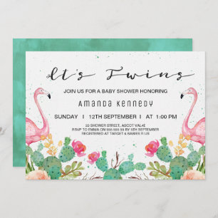 Convite do chá de fraldas do cacto do flamingo dos