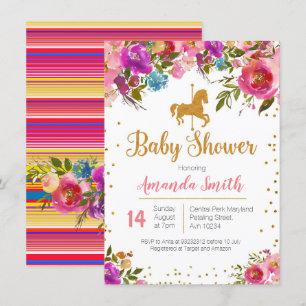 Convite do chá de fraldas do cavalo do carrossel