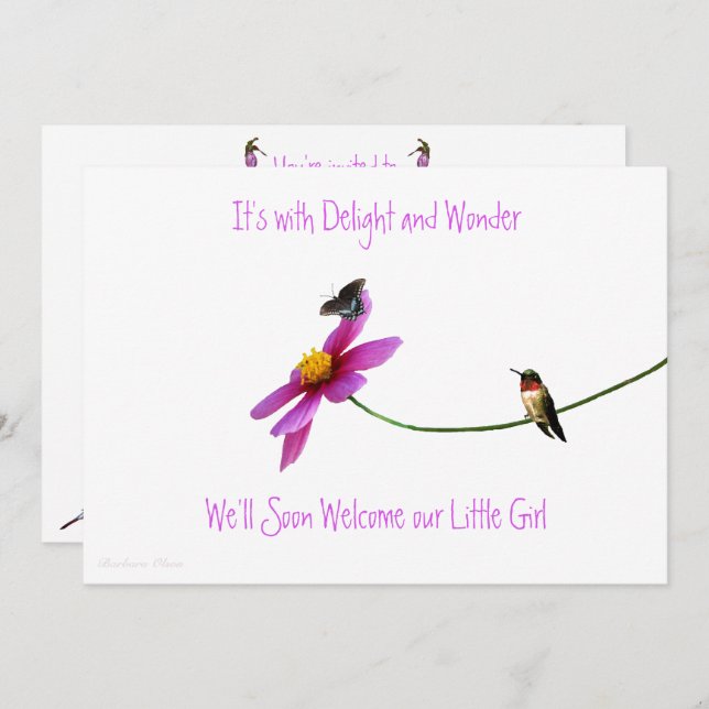 Convite do chá de fraldas do colibri (Frente/Verso)