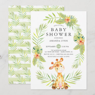 Convite do chá de fraldas do girafa da aguarela