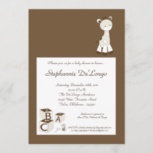 Convite do chá de fraldas do girafa do Doodle do