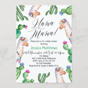 Convite do chá de fraldas do lama