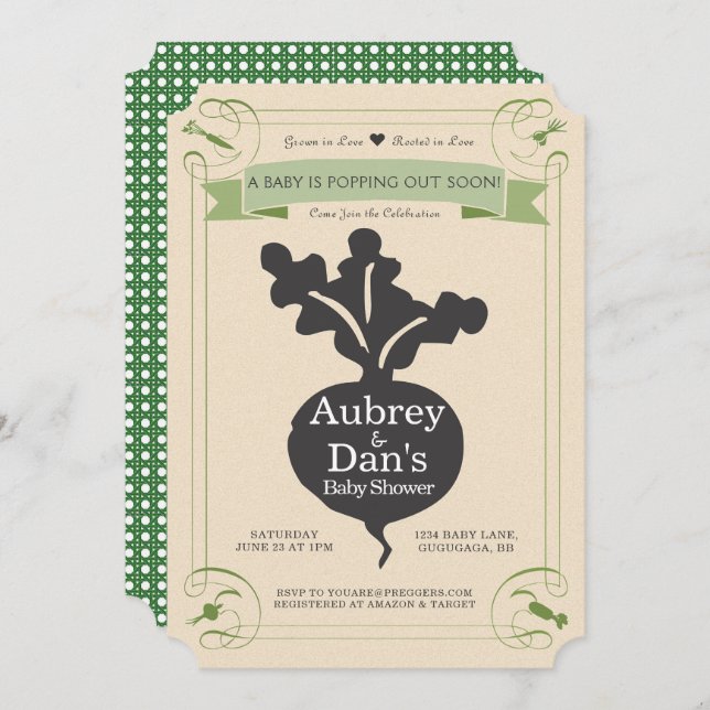 Convite do chá de fraldas do pacote da semente (Frente/Verso)