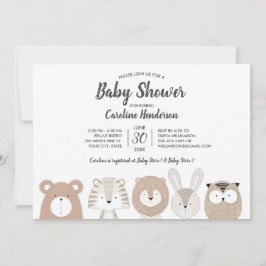 Convite do chá de fraldas dos animais da floresta