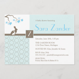 Convite do chá do bebé - coelho da mãe e do bebê