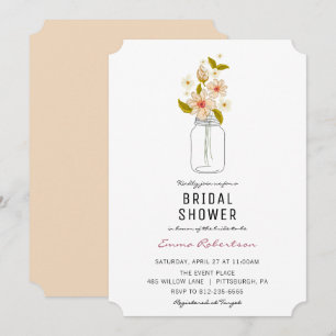 Convite do chá do frasco de pedreiro do buquê do