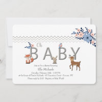 Convite do chá dos animais da floresta do bebê