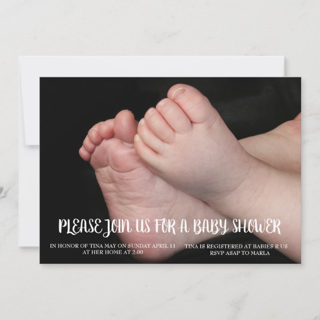 Convite do chá dos pés do bebê (Frente)