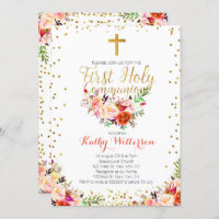 Convite do comunhão santamente da aguarela floral