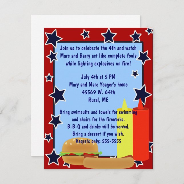 Convite do Cookout das estrelas (Frente/Verso)