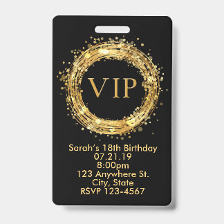 Convite do crachá da passagem do VIP do