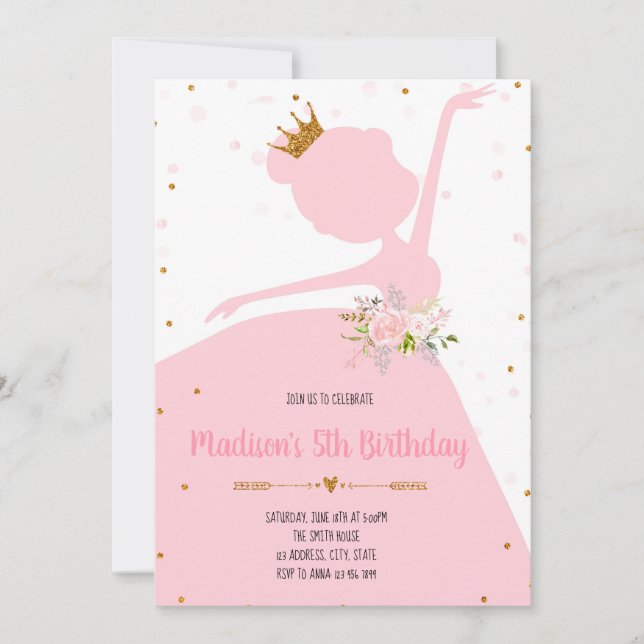 Convite do dance party da princesa (Frente)