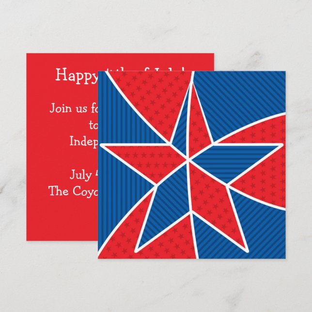 Convite do Dia da Independência dos EUA 4 de Julho (Frente/Verso)